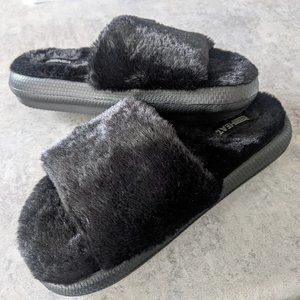 1 32 Degrees Unisex Cushion Plush Slide Sandals Black Medium New